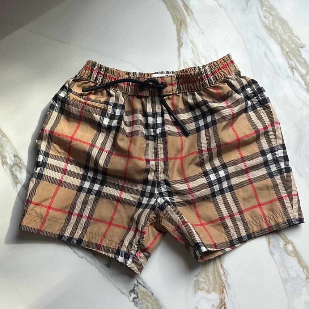 Burberry Tan and Red Checkered Shorts Toddler Boy